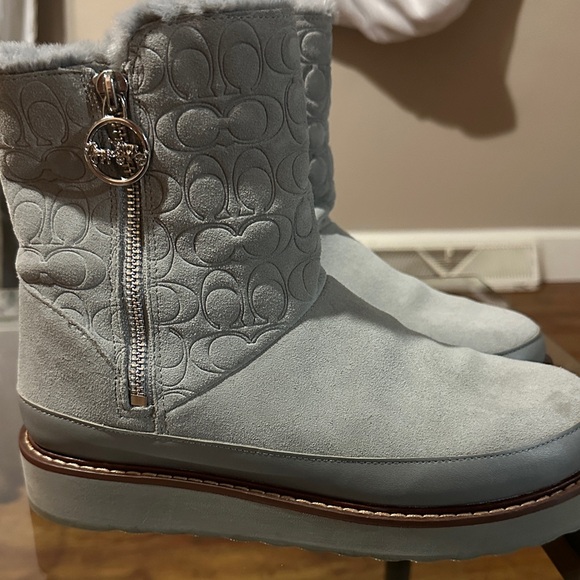 Coach White Winter Boots with Silver Accents - Picture 3 of 5